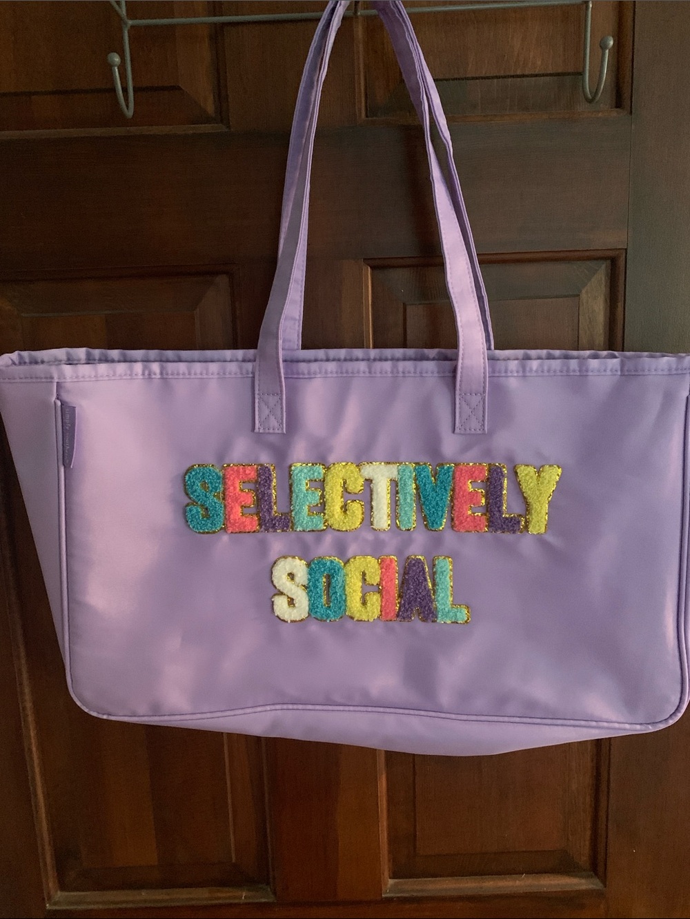 Simply Southern Lavender Tote with Multicolor Beaded Lettering